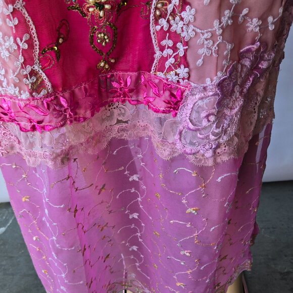 One-of-a-Kind Rose Garden Slip Dress - Vintage Lace & Embroidered Chiffon - Picture 5 of 11